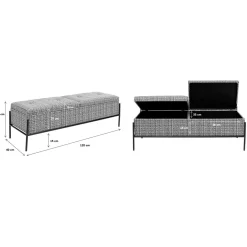 KARE Design Banquette Buttons Storage Noir-Blanc Gm New