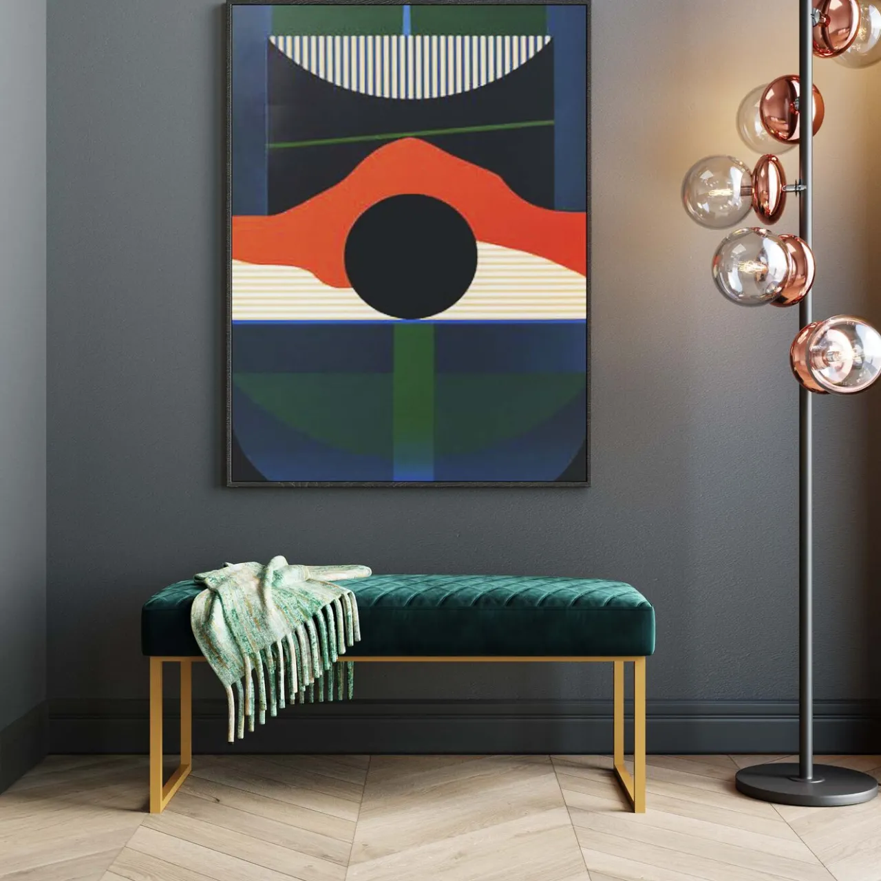 KARE Design Banquette Smart Velours Vert Fonce Laiton 90Cm Hot
