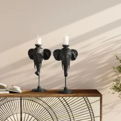 KARE Design Bougeoir Elephant Head Noir 49Cm Outlet