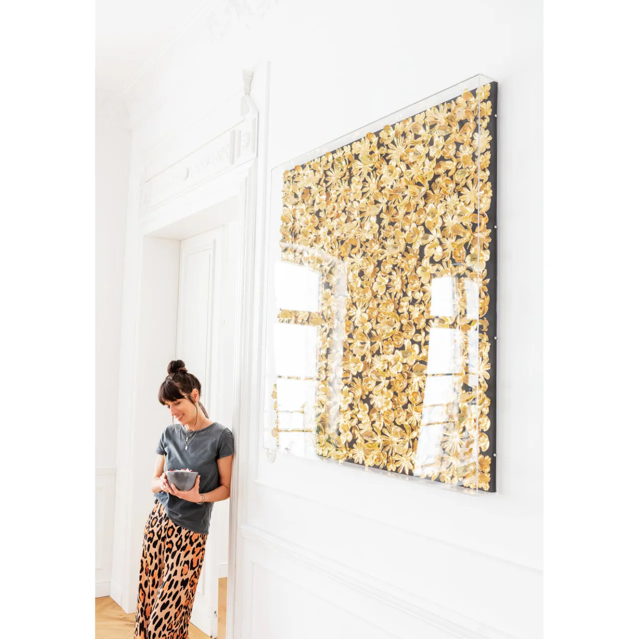 KARE Design Cadre Décoratif Gold Flower 120X120Cm Clearance