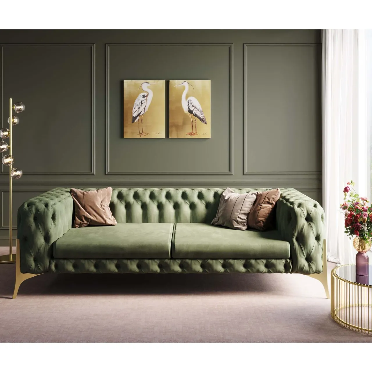 KARE Design Canapés Bellissima 3-Places Velours Vert 240Cm Sale