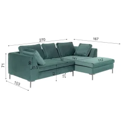 KARE Design Canapés D Angle Gianni Pm Velours Vert Fonce Droite Sale