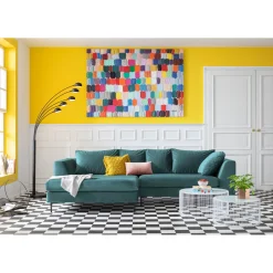 KARE Design Canapés D Angle Gianni Velours Vert Gauche Noir New