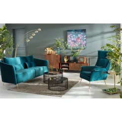 KARE Design Canapés Vegas Forever 3-Places Petrole Outlet