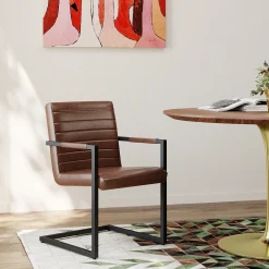 KARE Design Chaise Cantilever Lola Cuir Marron Sale