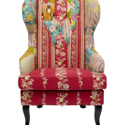 KARE Design Fauteuil À Oreilles Patchwork Rouge Hot