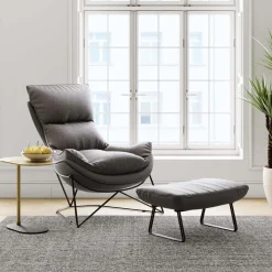 KARE Design Fauteuil Avec Repose-Pied Snuggle Gris (2/Parts) Outlet