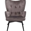 KARE Design Fauteuil Black Vicky Velours Gris Hot
