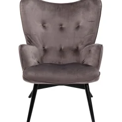 KARE Design Fauteuil Black Vicky Velours Gris Hot