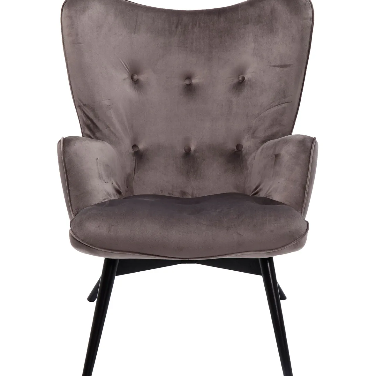 KARE Design Fauteuil Black Vicky Velours Gris Hot