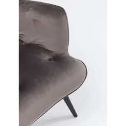 KARE Design Fauteuil Black Vicky Velours Gris Hot