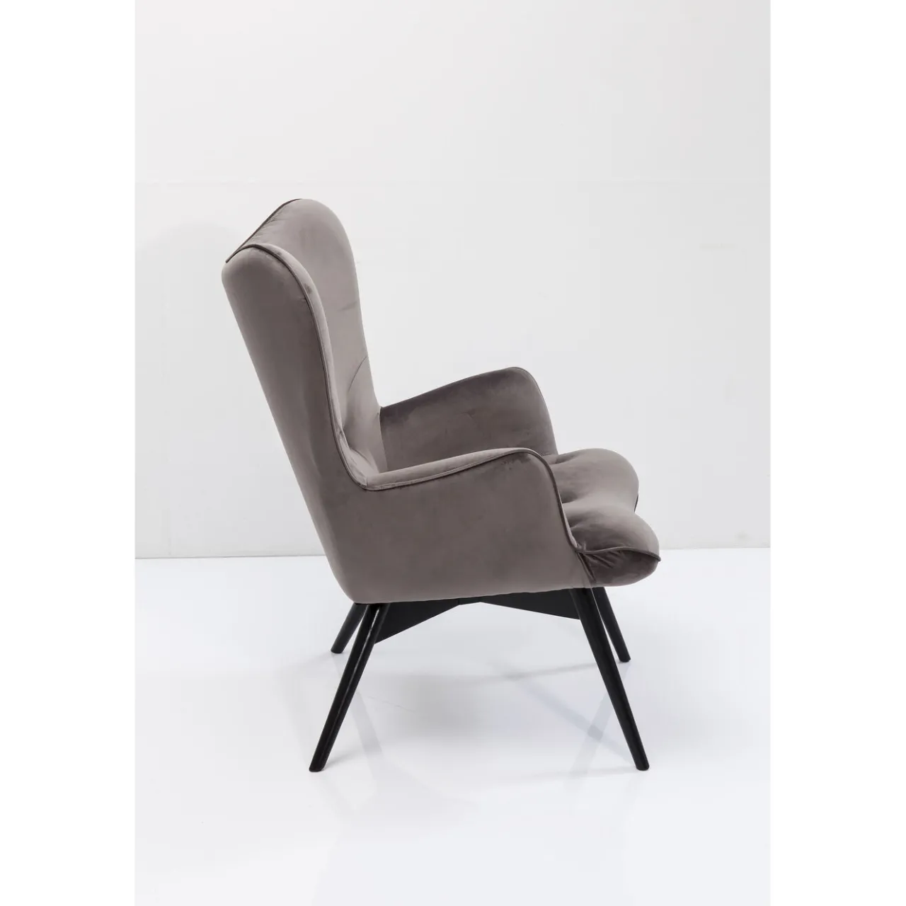 KARE Design Fauteuil Black Vicky Velours Gris Hot
