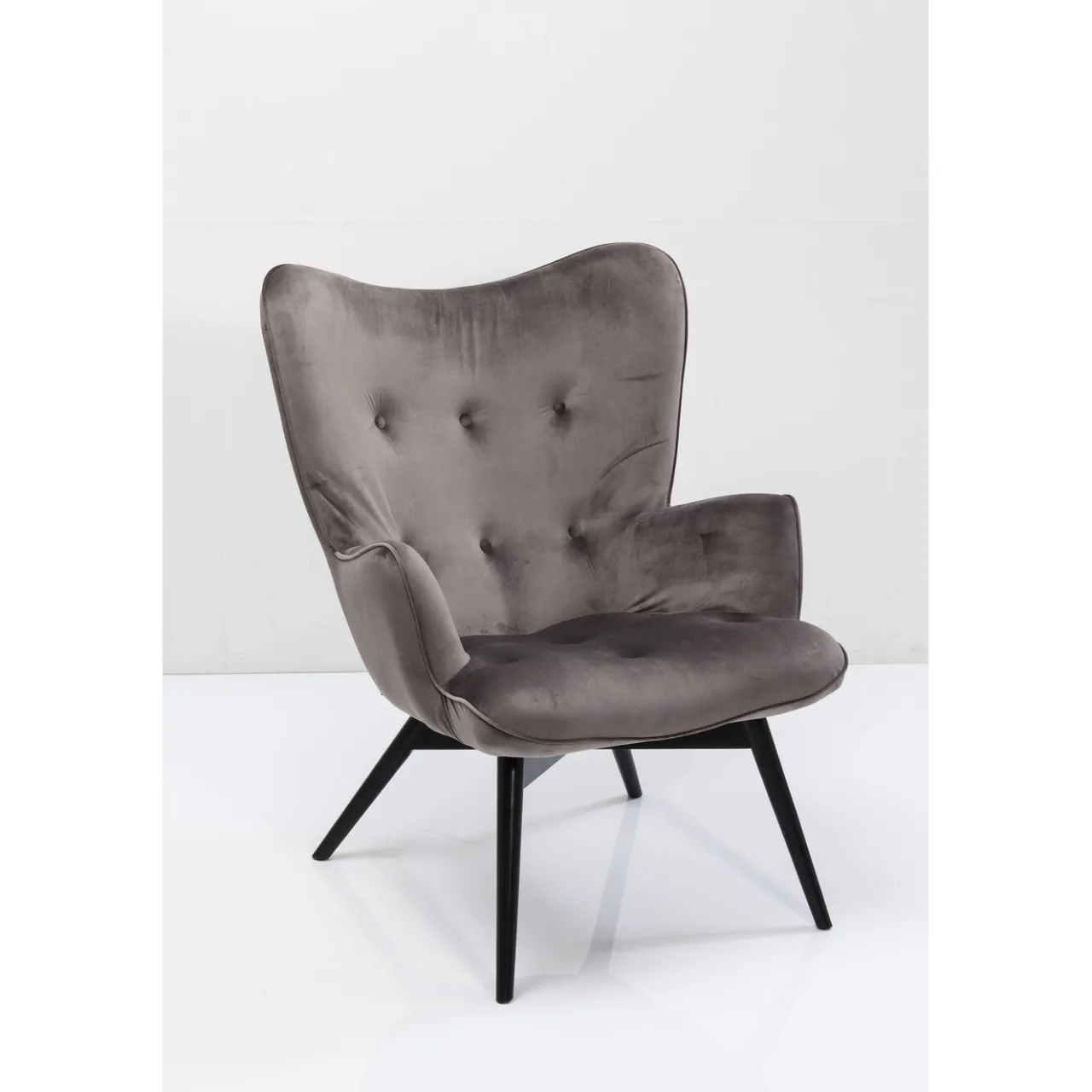 KARE Design Fauteuil Black Vicky Velours Gris Hot