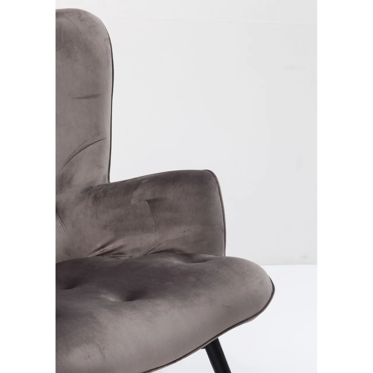 KARE Design Fauteuil Black Vicky Velours Gris Hot