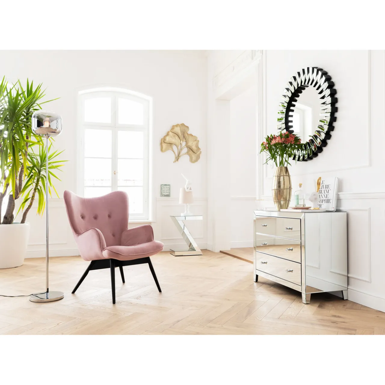 KARE Design Fauteuil Black Vicky Velours Rose Outlet