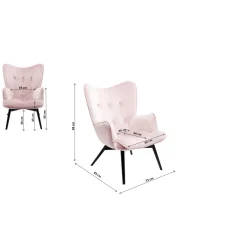 KARE Design Fauteuil Black Vicky Velours Rose Outlet