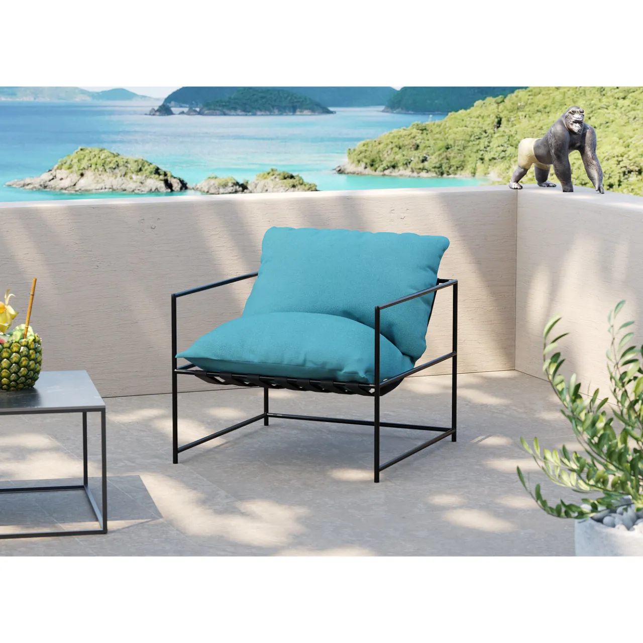 KARE Design Fauteuil Cuby Garden Bleu Sale