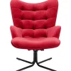 KARE Design Fauteuil Pivotant Oscar Velours Rouge Clearance