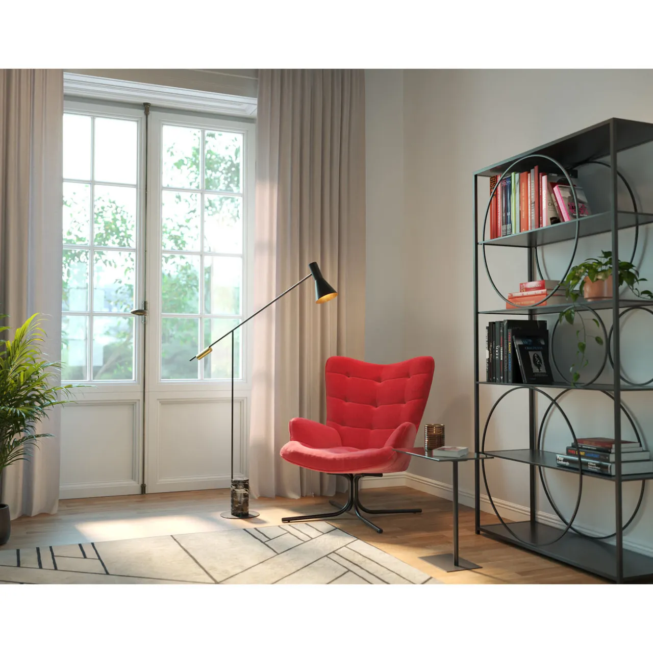 KARE Design Fauteuil Pivotant Oscar Velours Rouge Clearance