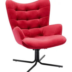 KARE Design Fauteuil Pivotant Oscar Velours Rouge Clearance