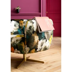 KARE Design Fauteuil Pivotant Peony Flower Jaune Hot