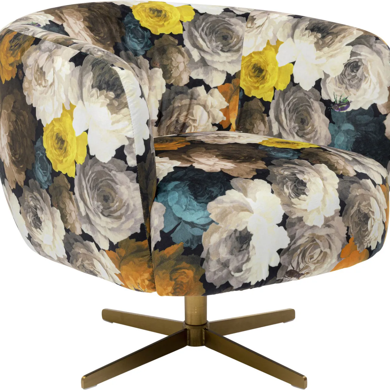 KARE Design Fauteuil Pivotant Peony Flower Jaune Hot