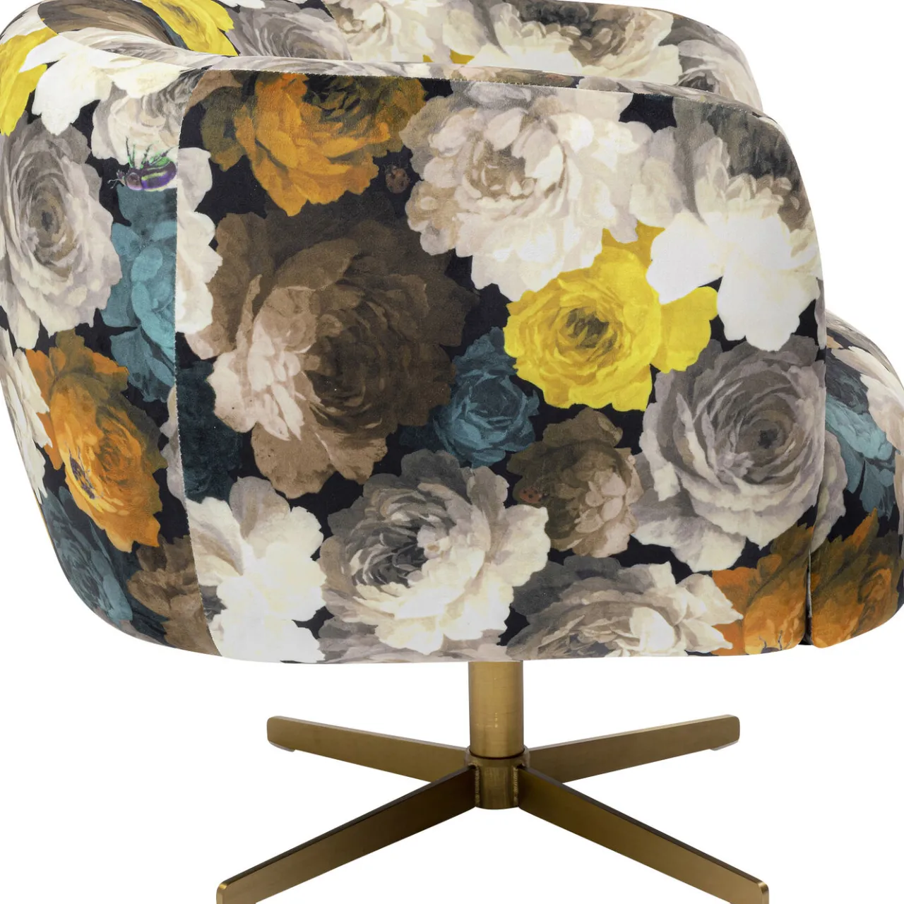 KARE Design Fauteuil Pivotant Peony Flower Jaune Hot