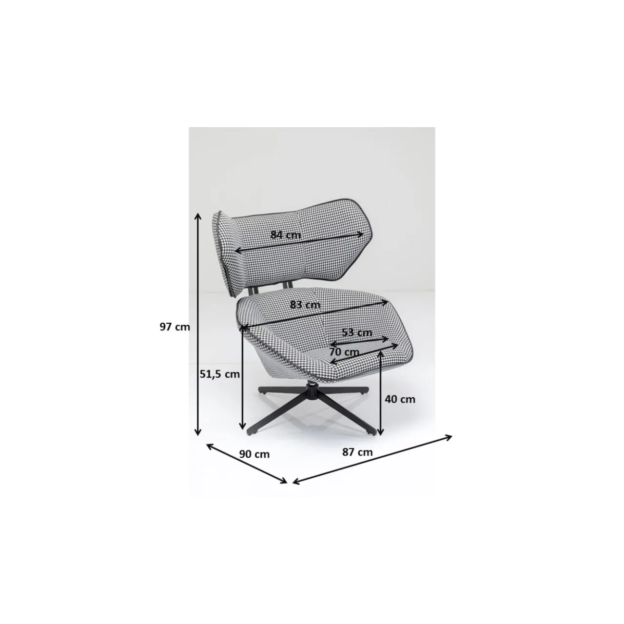 KARE Design Fauteuil Pivotant Toledo Noir-Blanc Sale