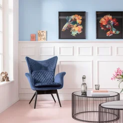 KARE Design Fauteuil Tudor Velvet Petrol Best