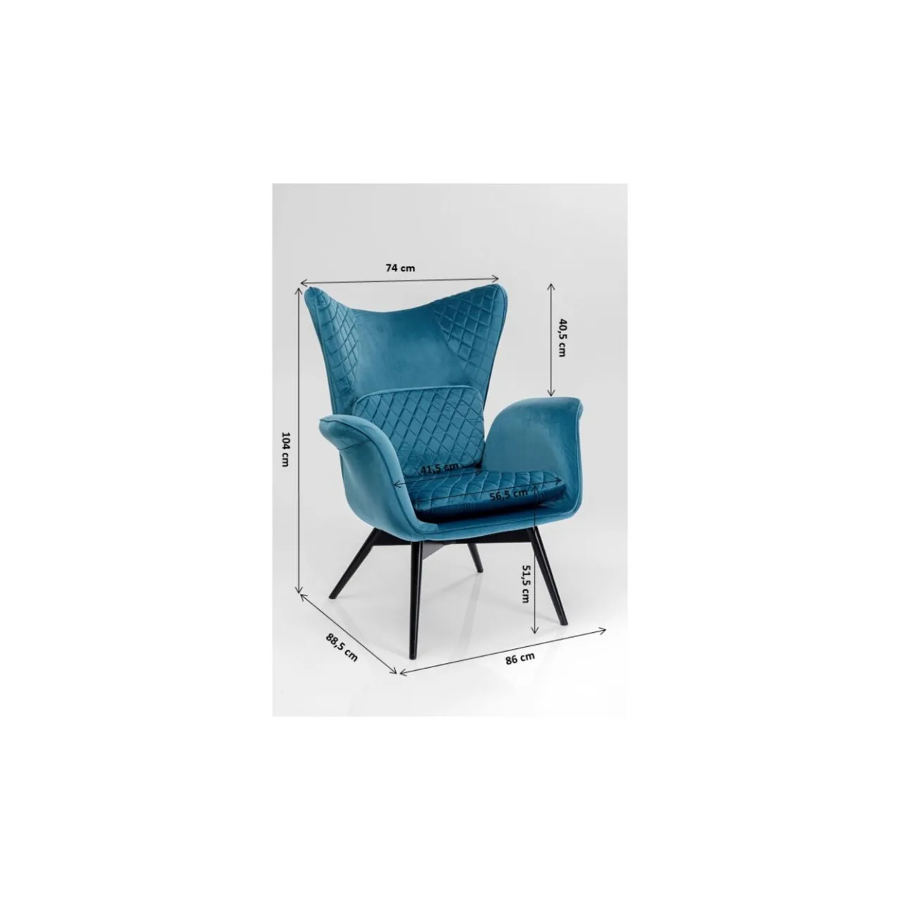 KARE Design Fauteuil Tudor Velvet Petrol Best