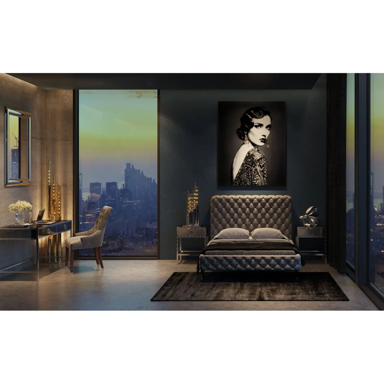 KARE Design Lit Desire Haut Gris Argente 160X200Cm Sale