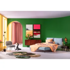 KARE Design Lit East Side Velours Cotele Bleu 180X200Cm Outlet