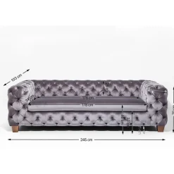 KARE Design Sofa Desire 3-Places Velours Gris Outlet
