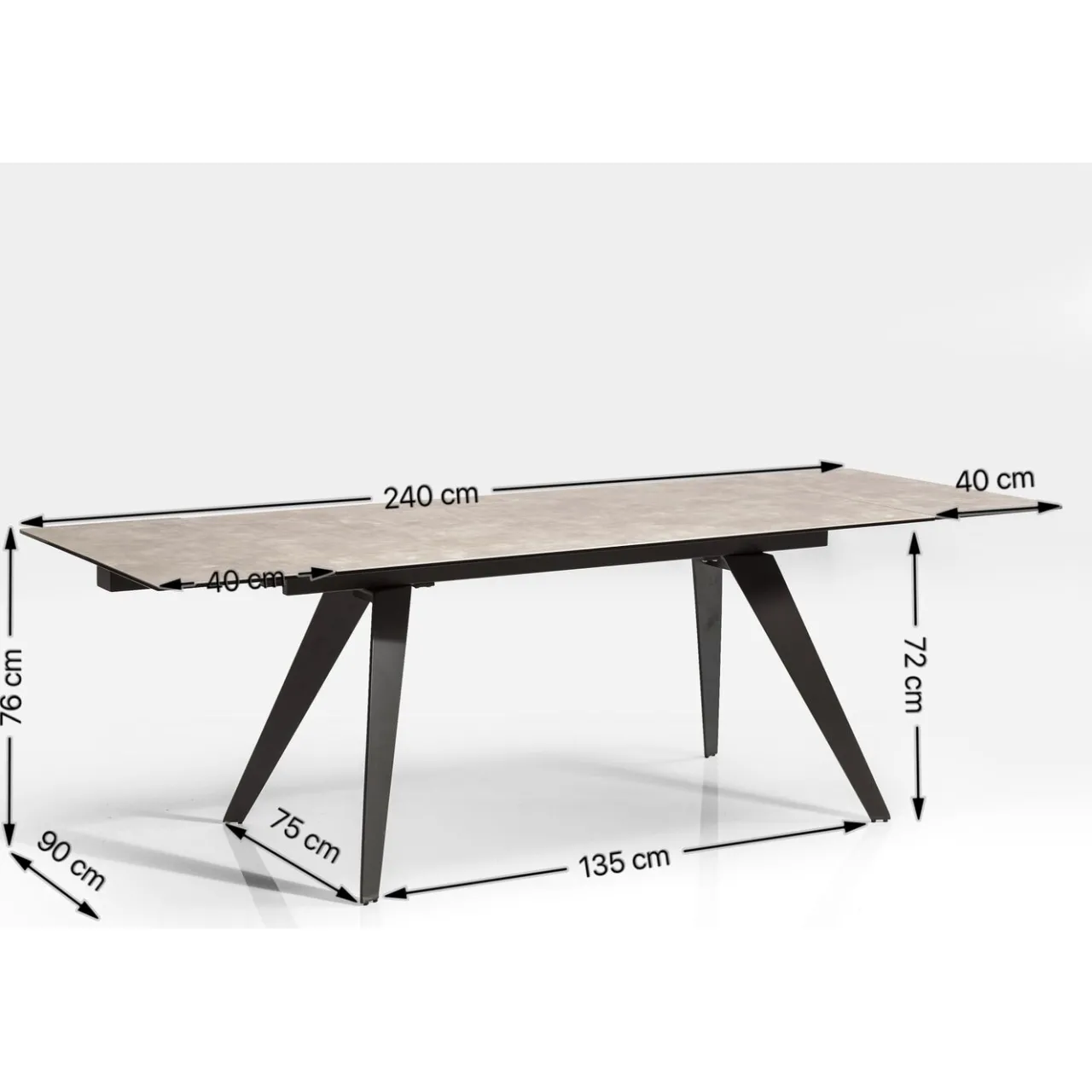 KARE Design Table A Rallonges Amsterdam Fonce 160/40+40)X90Cm Hot