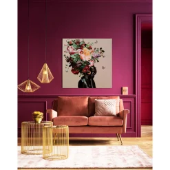 KARE Design Tableau En Verre Bouquet Beauty Beige100X100Cm New
