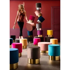 KARE Design Tabouret Cherry Orange Laiton O35Cm